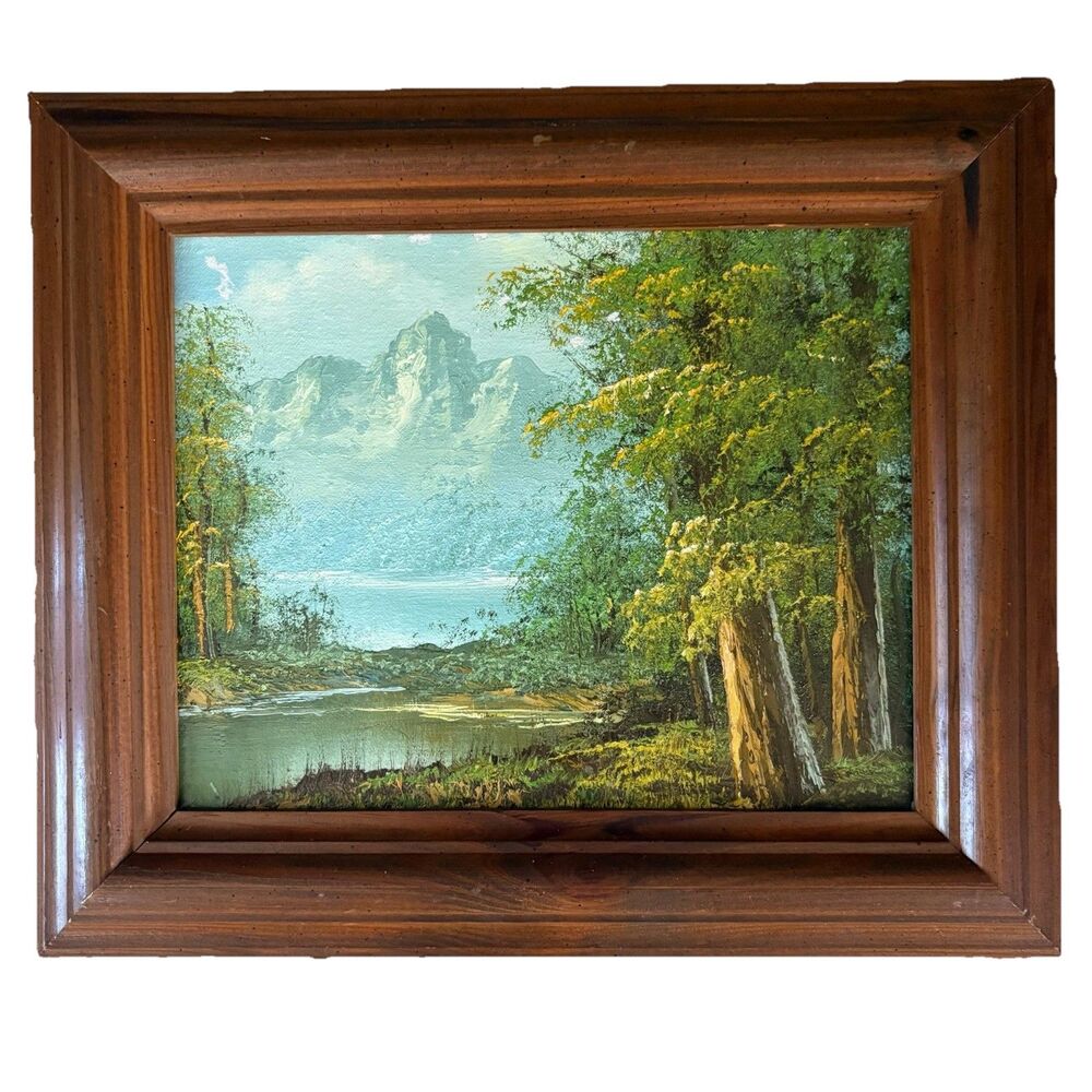 Framed Landscape Oil-Style Wall Art in Green and Brown - Picture 3 of 16